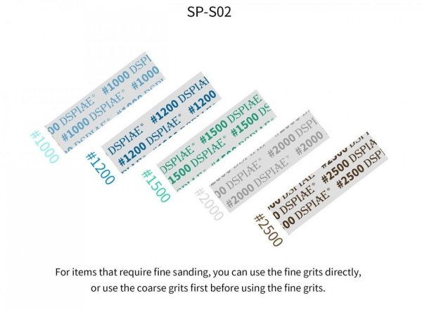 DSPIAE SP-S02 Adhesive Sanding Paper Sets 1000-2500, 100 pcs per Set