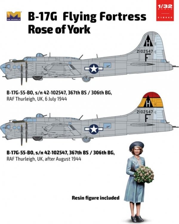 HK Models 01E044 B-17G Flying Fortress Rose of York Limited Edition 1/32