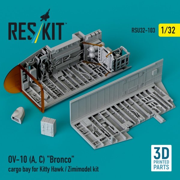 RESKIT RSU32-0103 OV-10 (A,C) "Bronco" cargo bay for Kitty Hawk / Zimimodel kit (3D Printed) (1/32)
