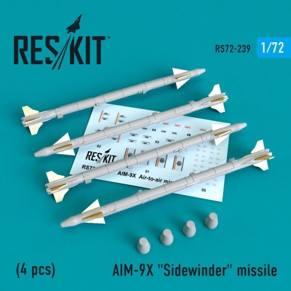 RESKIT RS72-0239 AIM-9X  &quot;Sidewinder&quot;  missile (4 PCS) 1/72