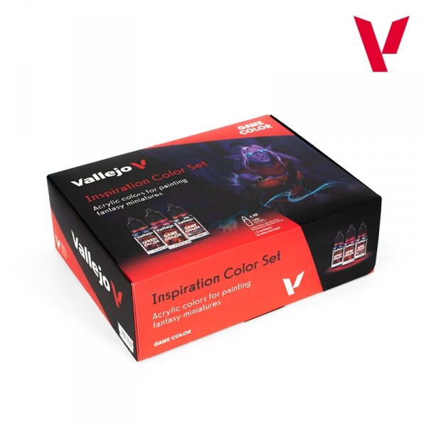Vallejo 72182 Inspiration Color Set (User Guide )( 3 Synthetic Brushes ) - Game Color 48x18ml 