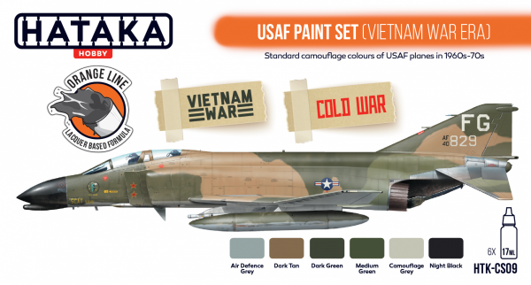 Hataka HTK-CS09 ORANGE LINE – USAF Paint Set (Vietnam war-era) 6x17ml