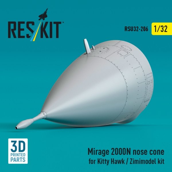RESKIT RSU32-0206 Mirage 2000N nose cone for Kitty Hawk / Zimimodel kit (3D Printed) 1/32