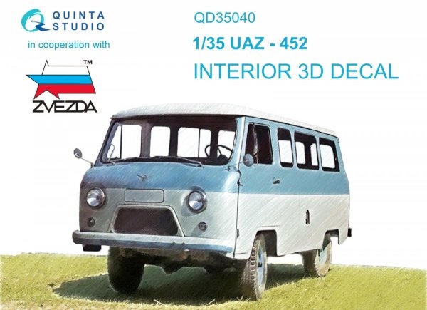 Quinta Studio QD35040 UAZ-452 3D-Printed &amp; coloured Interior on decal paper (Zvezda) 1/35