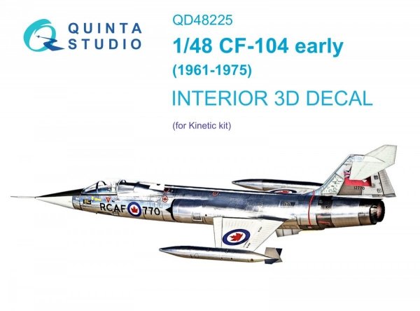 Quinta Studio QD48225 CF-104 Early 3D-Printed &amp; coloured Interior on decal paper ( Kinetic ) 1/48