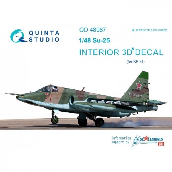 Quinta Studio QD48067 Su-25 3D-Printed &amp; coloured Interior on decal paper (for KP kit) 1/48
