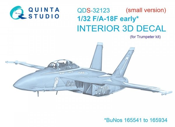 Quinta Studio QDS32123 F/A-18F early 3D-Printed &amp; coloured Interior on decal paper (Trumpeter) (Small version) 1/32