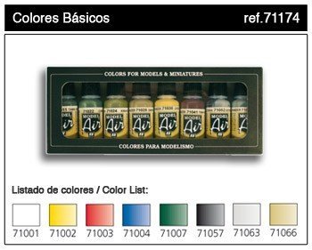 Vallejo 8 Model Color Set-Basic Colors (71174)