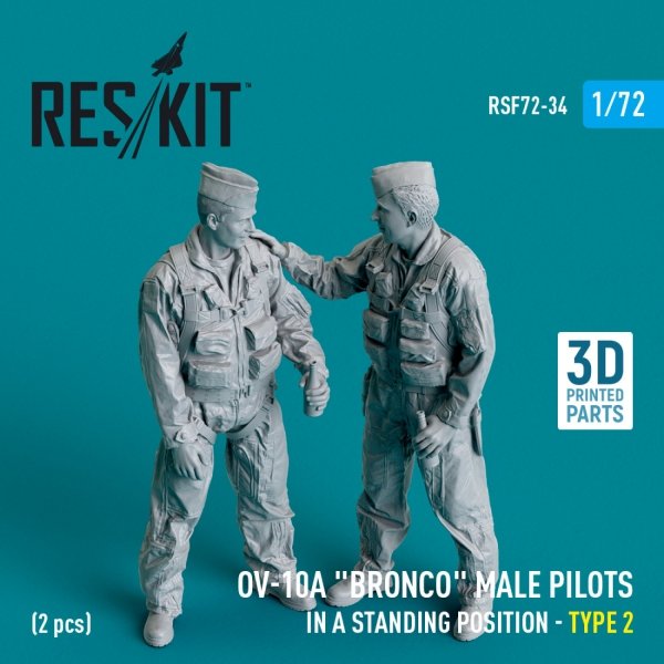 RESKIT RSF72-0034 OV-10A &quot;Bronco&quot; male pilots (in a standing position - type 2) (2 pcs) (3D Printed) 1/72