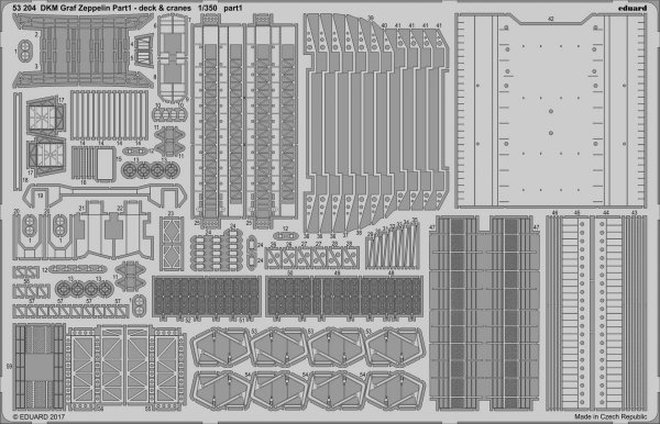 Eduard 53204 DKM Graf Zeppelin pt.1 deck &amp; jeraby TRUMPETER 1/350