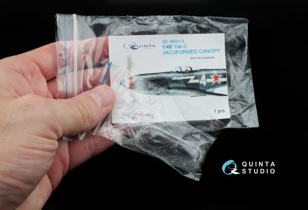 Quinta Studio QC48001-S Yak-3 vacuformed clear canopy 1 pcs (for 4814 Zvezda kit) 1/48