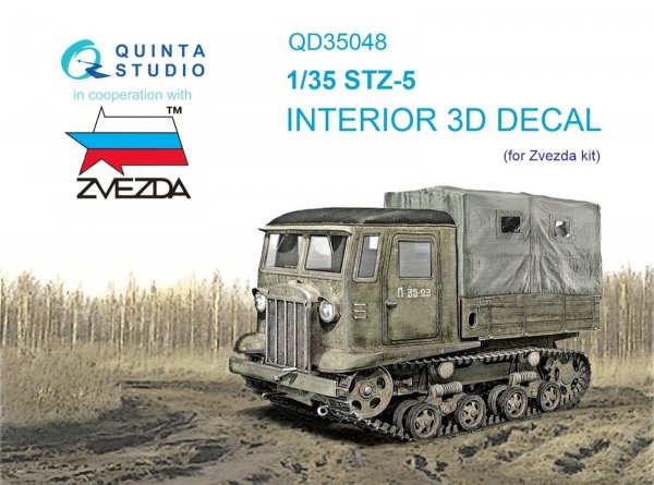 Quinta Studio QD35048 STZ-5 3D-Printed &amp; coloured Interior on decal paper (Zvezda) 1/35