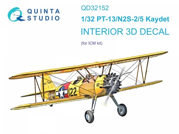 Quinta Studio QD32152 PT-13/N2S-2/5 Kaydet 3D-Printed &amp; coloured Interior on decal paper (ICM) 1/32