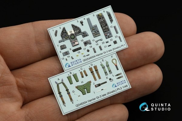 Quinta Studio QD48304 Harrier Gr.3 late 3D-Printed &amp; coloured Interior on decal paper (Kinetic) 1/48