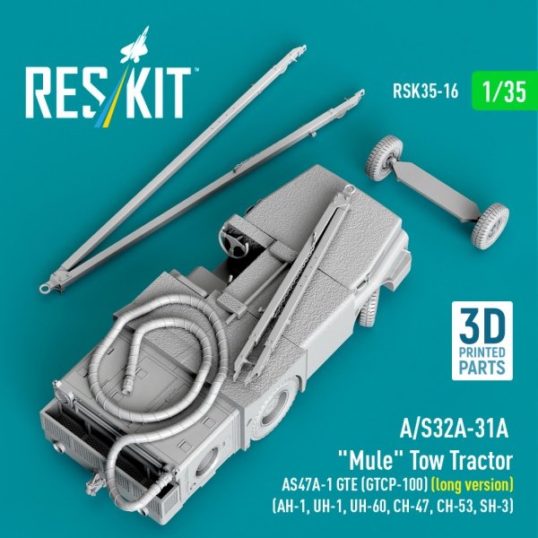 RESKIT RSK35-0016 A/S32A-31A  "Mule" Tow Tractor AS47A-1 GTE (GTCP-100) (long version) (AH-1, UH-1, UH-60, CH-47, CH-53, SH-3) (3D Printed model kit) (1/35)