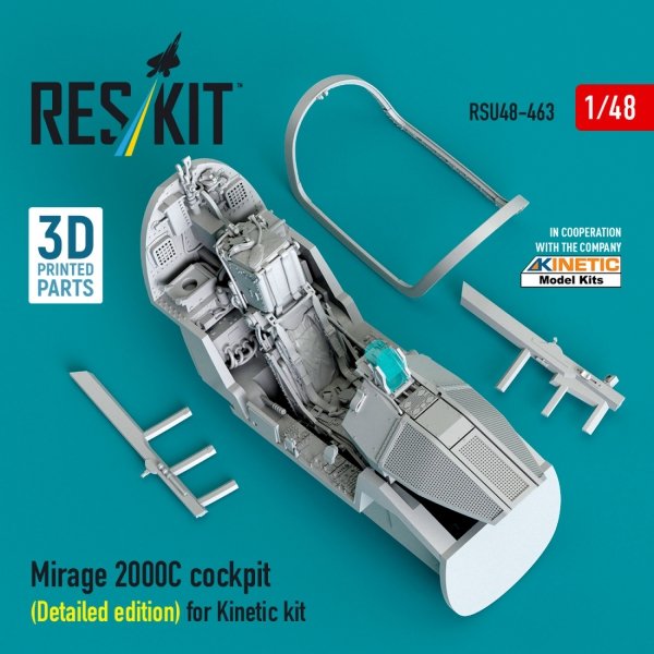 RESKIT RSU48-0463 Mirage 2000C cockpit (Detailed edition) for Kinetic kit (3D Printed) (1/48)