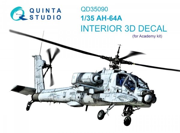 Quinta Studio QD35090 AH-64A 3D-Printed &amp; coloured Interior on decal paper (Academy) 1/35