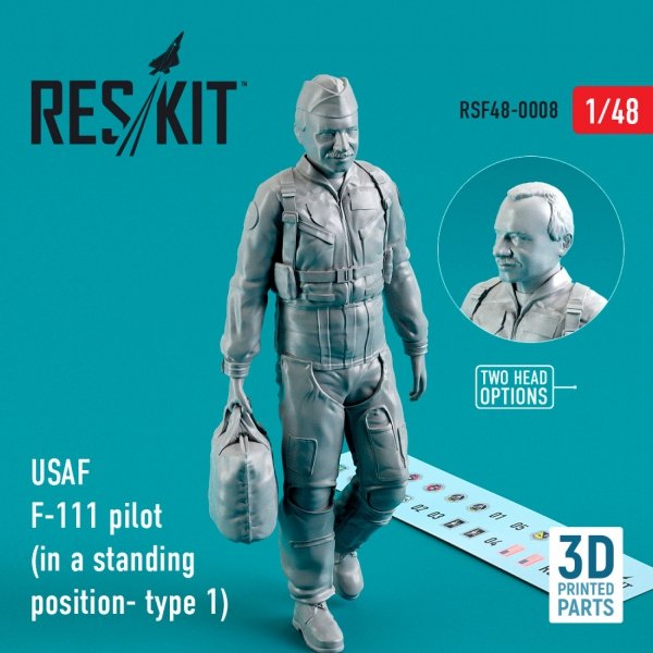 RESKIT RSF48-0008 USAF F-111 PILOT (IN A STANDING POSITION- TYPE 1) (3D PRINTED) 1/48