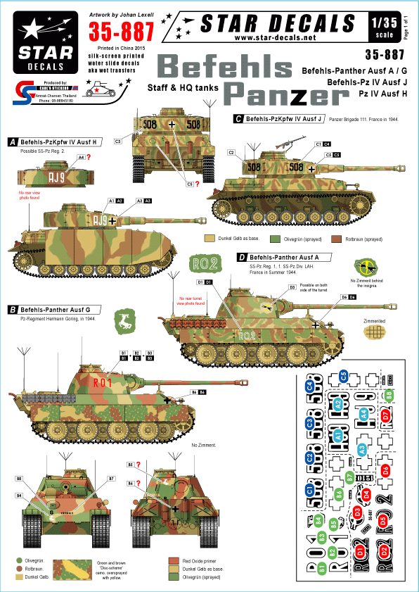 Star Decals 35-887 Befehl-Panzer mix  1/35