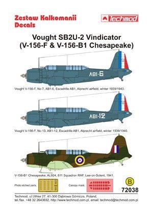 Techmod 72038 - Vought SB2U-2 Vindicator (V-156 Chesapeake) (1:72)