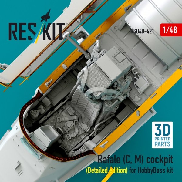 RESKIT RSU48-0421 Rafale (C, M) cockpit (Detailed edition) for HobbyBoss kit (3D printed) (1/48) 