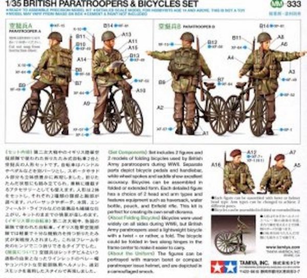 Tamiya 35333 British Paratroopers Set w/Bicycles (1:35)