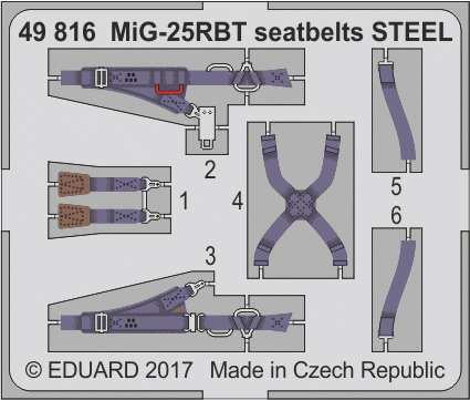 Eduard 49816 MiG-25RBT seatbelts STEEL ICM 1/48