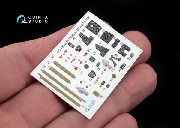 Quinta Studio QD48034 P-39Q/N 3D-Printed &amp; coloured Interior on decal paper (for Hasegawa kit) 1/48
