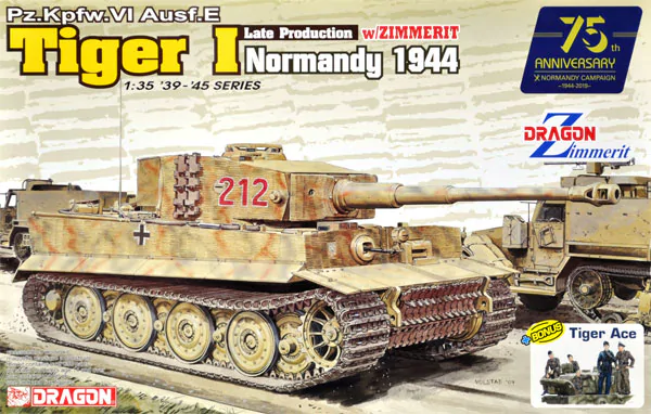 Dragon 6947 Pz.Kpfw.VI Ausf.E Tiger I Late Production w/Zimmerit (Normandy 1944) + Tiger Ace 1/35