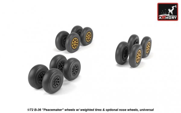 Armory Models AW72327 B-36 Peacemaker wheels w/ weighted tires, optional nose wheels 1/72