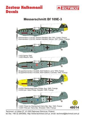 Techmod 48014 - Messerschmitt Bf 109E-3 (1:48)