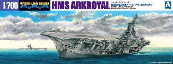 Aoshima 01022 ROYAL NAVY AIRCRAFT CARRIER ARK ROYAL VS U-BOAT81 1/700