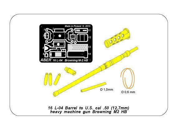 Aber 16L-04 Lufa do Browninga M2 HB / Barrel for U.S machine gun cal .50 Browning M2 HB 1/16