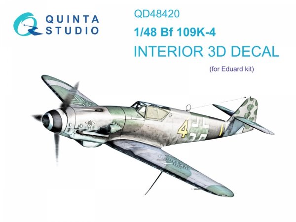 Quinta Studio QD48420 Bf 109K-4 3D-Printed &amp; coloured Interior on decal paper (Eduard) 1/48