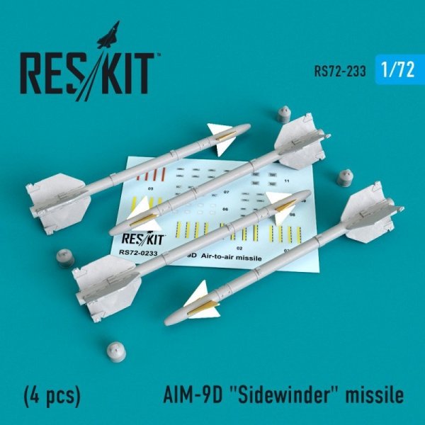 RESKIT RS72-0233 AIM-9D &quot;Sidewinder&quot; missile (4 PCS) 1/72