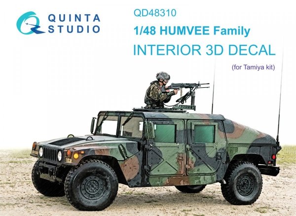 Quinta Studio QD48310 HUMVEE family 3D-Printed &amp; coloured Interior on decal paper (Tamiya) 1/48