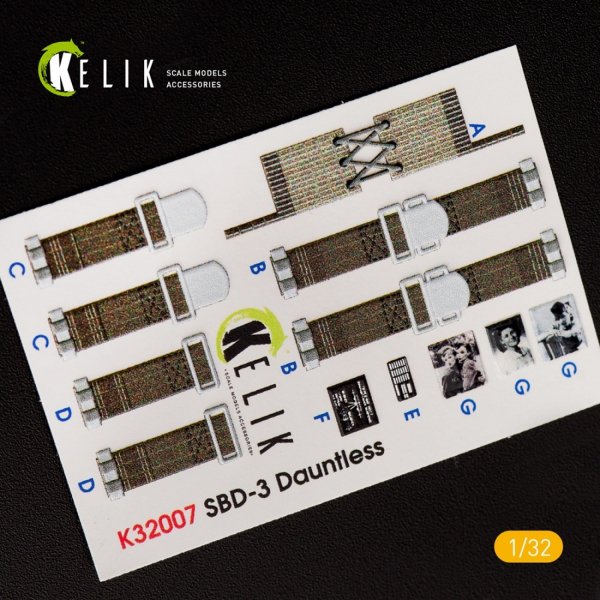 KELIK K32007 SBD-3 DAUNTLESS INTERIOR 3D DECALS FOR TRUMPETER KIT 1/32
