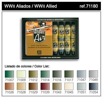 Vallejo Model Air WWII Alied 16 Color Set (71180)