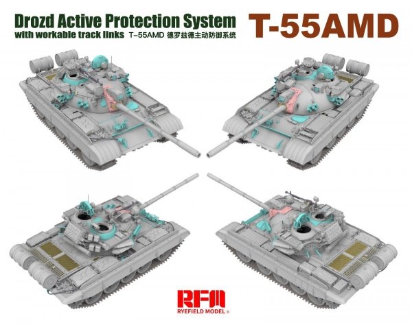 Rye Field Model 5091 T-55AMD Drozd APS w/workable track links 1/35