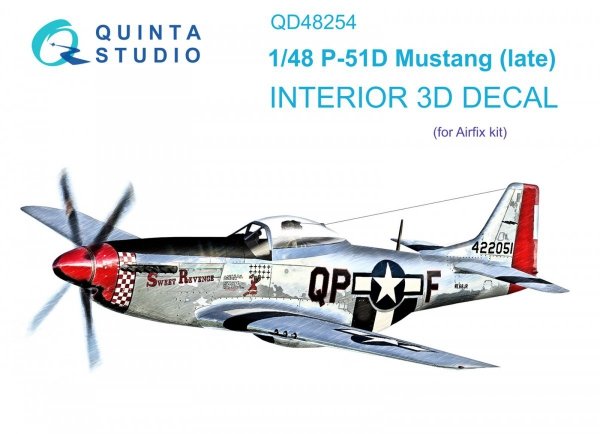 Quinta Studio QD48254 P-51D Late 3D-Printed &amp; coloured Interior on decal paper ( Airfix ) 1/48