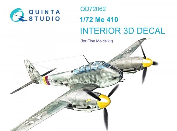 Quinta Studio QD72062 Me 410 3D-Printed &amp; coloured Interior on decal paper (Fine Molds) 1/72