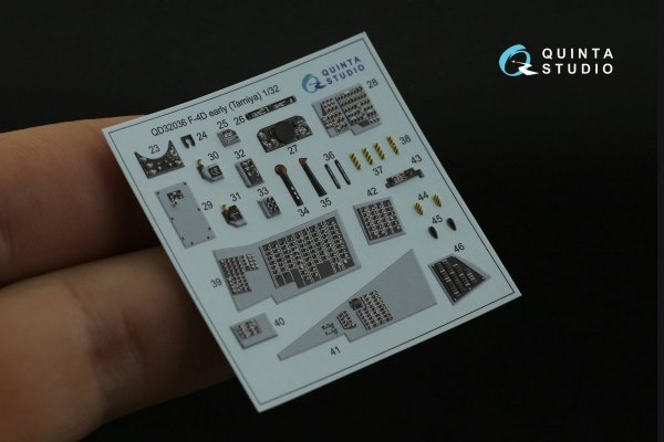 Quinta Studio QD32036 F-4D 3D-Printed &amp; coloured Interior on decal paper (Tamiya) 1/32