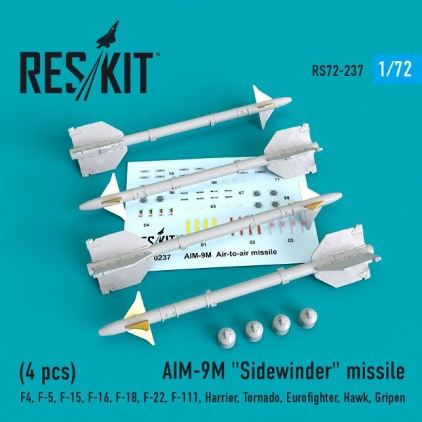 RESKIT RS72-0237 AIM-9M &quot;Sidewinder&quot;  missile (4 PCS)  1/72