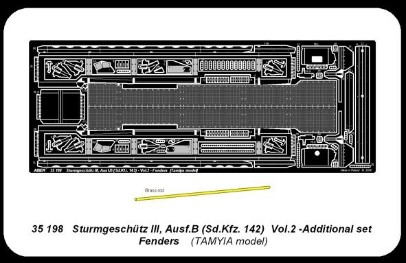 Aber 35198 German anti-tank self proppeled gun Sturmgeschütz III, Ausf.B (Sd.Kfz. 142) - vol. 2 - additional set - fenders (1:35)