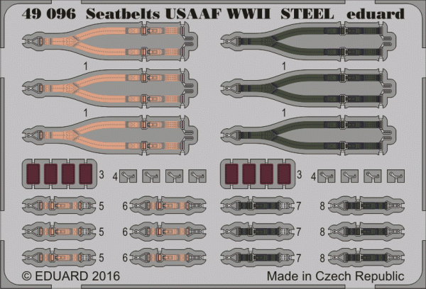 Eduard 49096 Seatbelts USAAF WWII STEEL 1/48