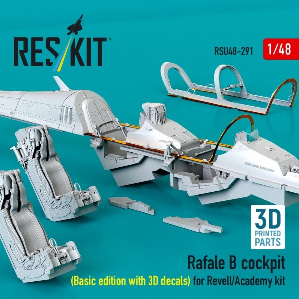 RESKIT RSU48-0291 Rafale B cockpit (Basic edition with 3D decals) for Revell/Academy kit (3D Printed) (1/48)