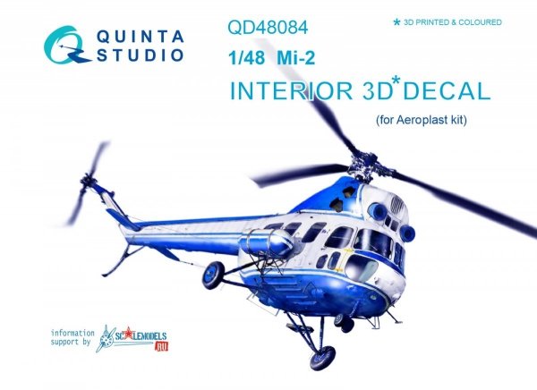 Quinta Studio QD48084 Mi-2 3D-Printed &amp; coloured Interior on decal paper (for Aeroplast kit) 1/48