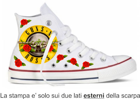 Sneakers Bianche - Alte - Con stampa Gun's and Roses Unisex