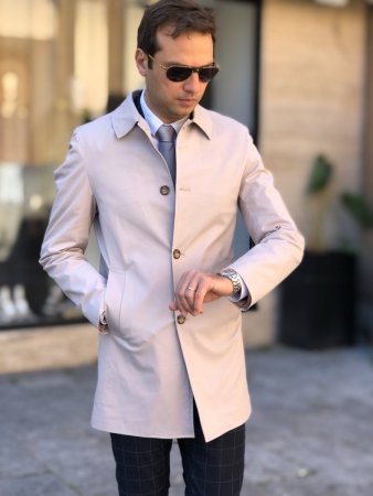 Trench uomo, beige -  Made in Italy, Slim