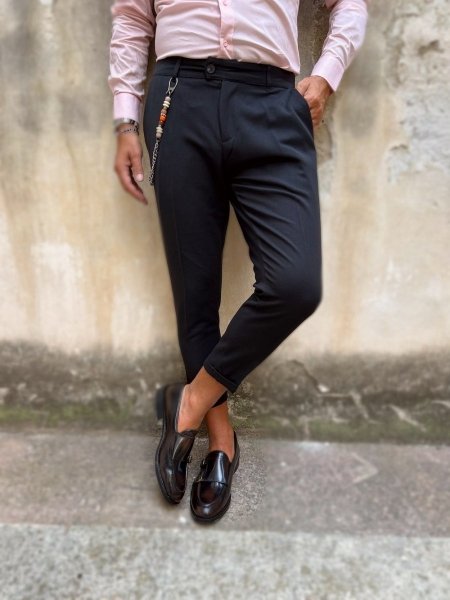 Pantaloni neri - Cropped - Pantaloni uomo - Abbigliamento uomo - Online shop Gogolfun.it